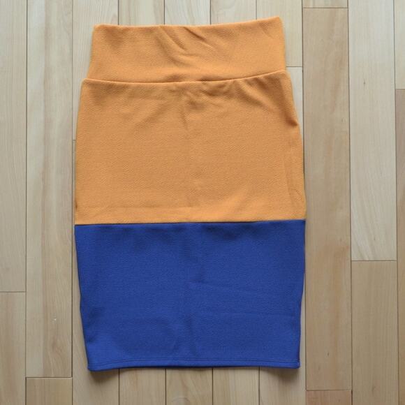 LuLaRoe Pencil Skirt Cassie Size S Blue and Orange - Picture 3 of 3